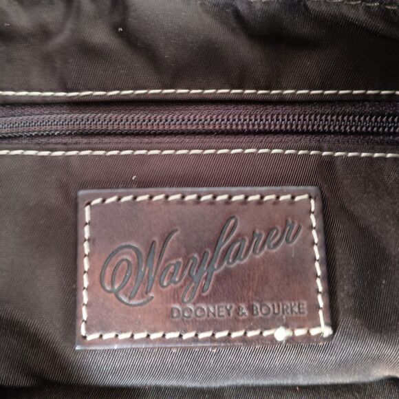 Dooney and Bourke Wayfarer Brown Nylon Leather Shoulder Crossbody Handbag Large - Picture 12 of 13